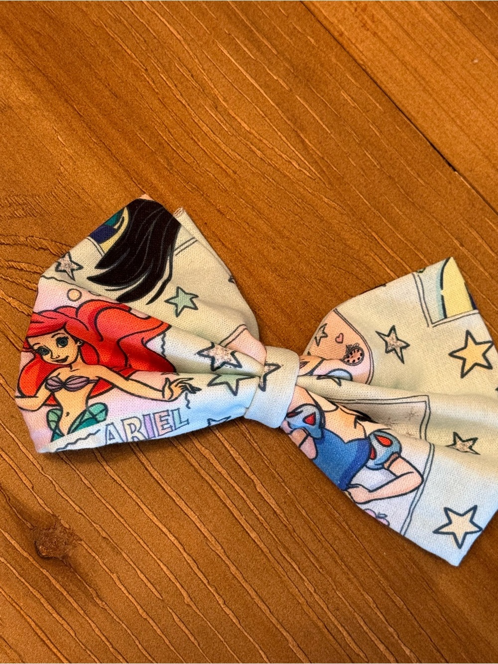 New Disney Princess Ariel Pattern Kids Hair Bow - Cream and Multicolor